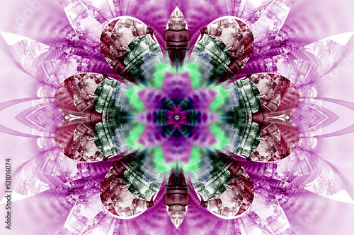 Abstract Flower Mandala On White Background Symmetric