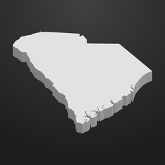 Poster - South Carolina State map in gray on a black background 3d
