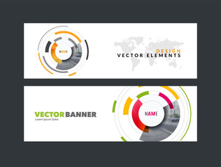 Wall Mural - Vector set of modern horizontal website banners with particles, 