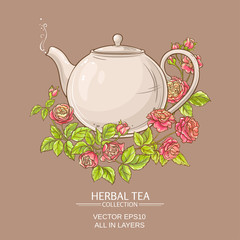 Canvas Print - rose tea vector illustration