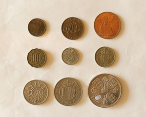 Wall Mural - pre-decimal GBP coins