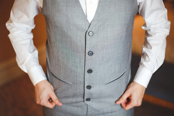 Sticker - the gray waistcoat to the groom. wedding day. fees at the hotel