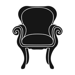 Poster - Wing-back chair icon in black style isolated on white background. Furniture and home interior symbol stock vector illustration.