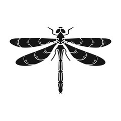 Wall Mural - Dragonfly icon in black style isolated on white background. Insects symbol stock vector illustration.