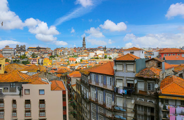 Aerial view of the historic city center of porto in portugal