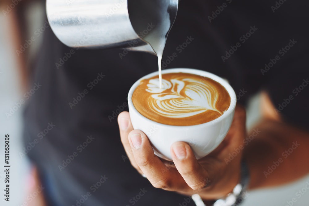 coffee latte in coffee shop cafe
 - obrazy, fototapety, plakaty 