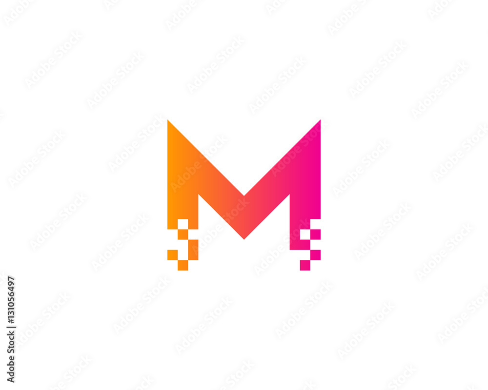 Letter M Pixel Logo Design Element Stock Vector | Adobe Stock