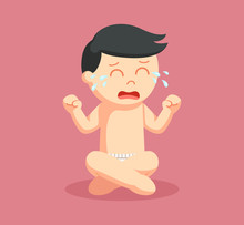 Baby Boy Crying Illustration Design