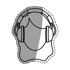 Wall Mural - Young person with headphones icon vector illustration graphic