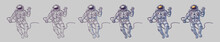 Vector Set Of Illustrations Cosmonauts
