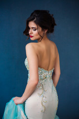 Wall Mural - Fashion photo of beautiful lady in elegant evening dress