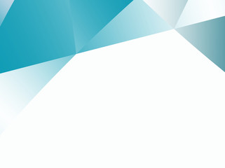 abstract fractal background with irregular triangles pattern in teal and white gradients. text space