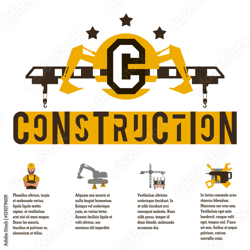 Vector Illustration On The Theme Of A Construction Site Icons And
