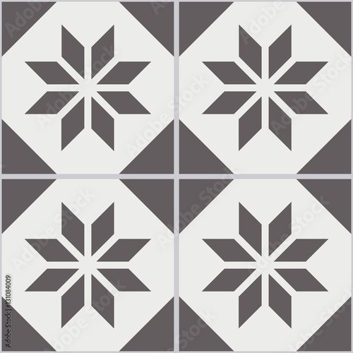 Vintage Seamless Wall Tiles Of Worn Out Black White Polygon