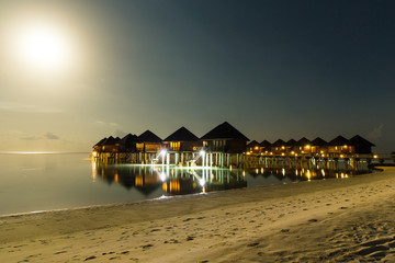 Poster - sunset at Maldivian beach