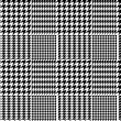 Houndstooth geometric plaid seamless pattern in black and white, vector