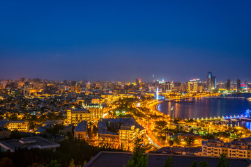 Wall Mural - View over Baku at night, Azerbaijan