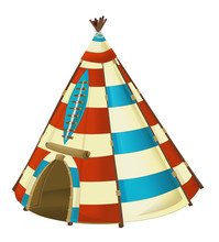 Cartoon Traditional Tent - Tee Pee - Isolated - Illustration For Children