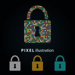 Wall Mural - Clock - pixel illustration.