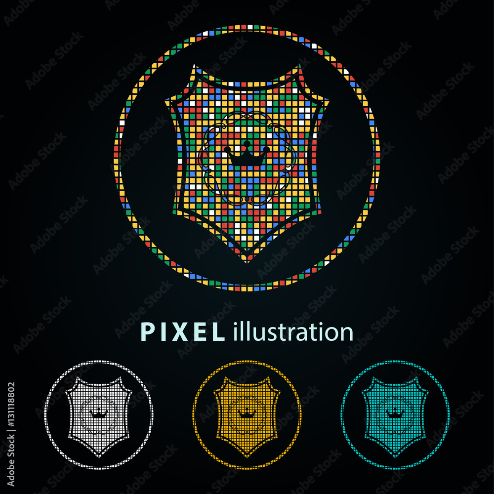 Shield - pixel illustration. Stock Vector | Adobe Stock