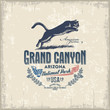 Горный Лев, Пума, Национальный парк Гранд-Каньон, иллюстрация, вектор, винтаж