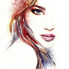 Wall Mural - Abstract woman face. Fashion illustration. Watercolor painting