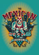 THE MEXICAN cartel con ilustración de luchador mexicano con mascara y calaveras