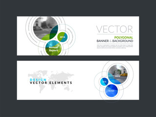 Wall Mural - Vector set of modern horizontal website banners with rounds, cir