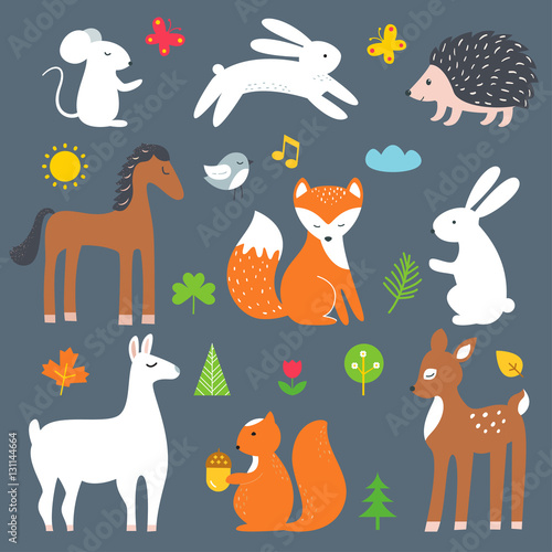 Forest And Woods Animals Vector Cartoon Illustration Buy This Stock Vector And Explore Similar Vectors At Adobe Stock Adobe Stock