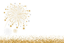 Vector Gold And Silver Firework Design On White Background