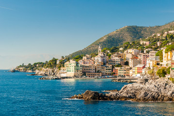 Wall Mural - Panoramic view of Bogliasco, small sea village near Genoa (northern Italy)