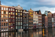 Narrow Dutch Houses In Amsterdam