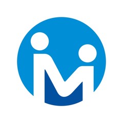 Canvas Print - m logo with person symbol.