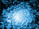 Fototapeta Perspektywa 3d - Abstract digital background, blue tunnel