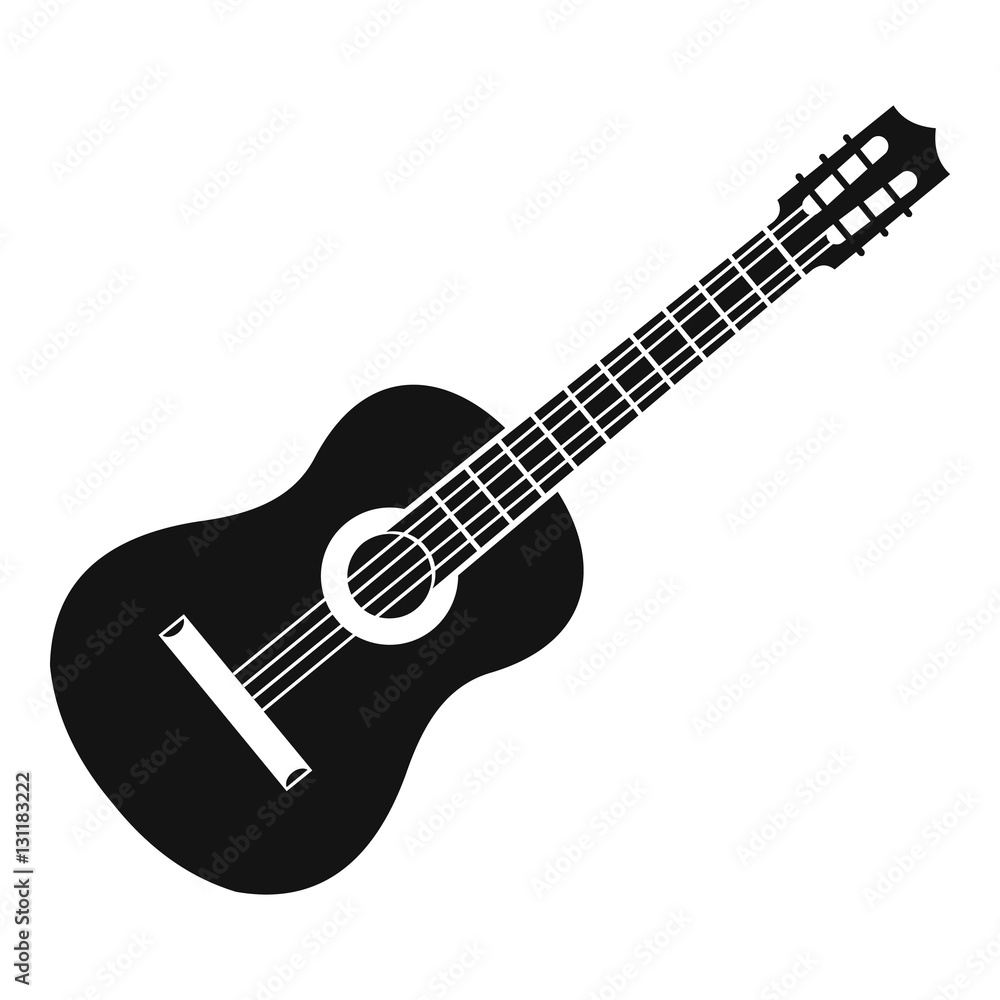 Guitar icon. Simple illustration of guitar vector icon for web - obrazy, fototapety, plakaty 