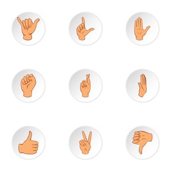 Poster - Fingers icons set. Cartoon illustration of 9 fingers vector icons for web