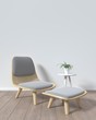 Mock up chair in room white background Modern Style,3D rendering