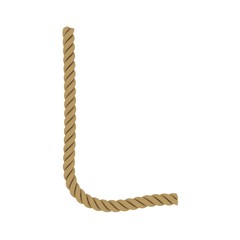 Letter L made from Rope Isolated on White 3D Illustration