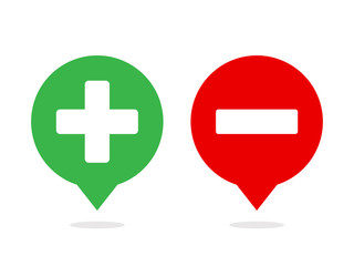 Plus and minus in comic balloon icon vector
