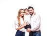 © F8  \ Suport Ukraine - Happy family on white background. Mother, father and daughter