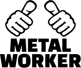 Sticker - Metal worker with thumbs. T-Shirt design.