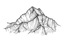 Hand Drawn Vector Illustration - Mountain Peaks. Outdoor Camping
