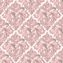  Seamless oriental ornament. Pink vector traditional oriental pattern with 3D elements, shadows and highlights