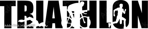 Fotografía Triathlon word with cutouts