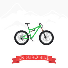 Vector Illustration Of Bike For Enduro In Flat Style.
