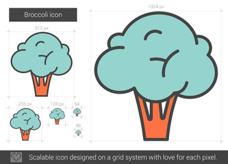 Sticker - Broccoli line icon.