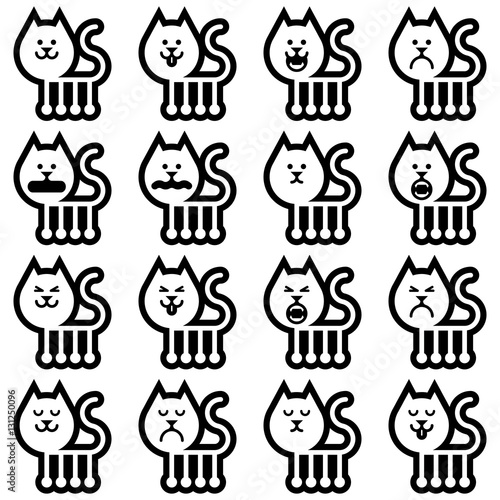 emoji cat black and white Stock Vector Adobe Stock