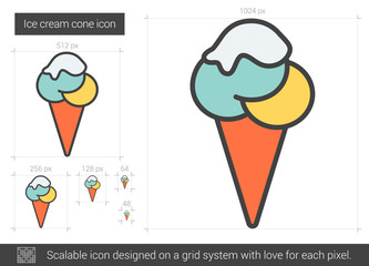 Canvas Print - Ice cream cone line icon.