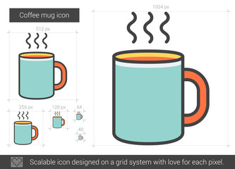 Sticker - Coffee mug line icon.