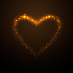 Wall Mural - vector illustration of shine glow gold heart silhouette